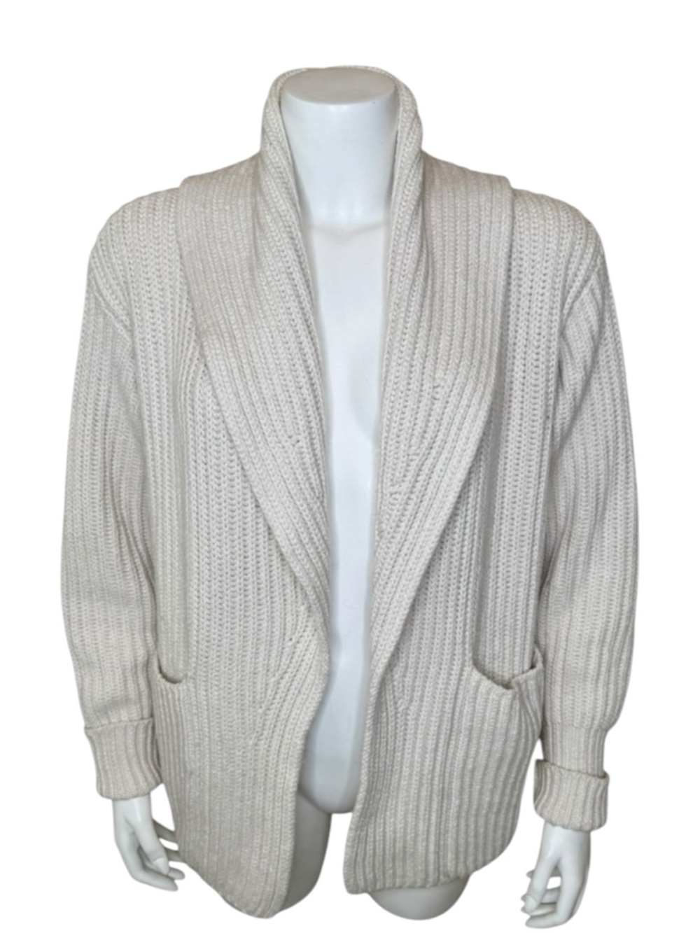 MM LaFleur Snyder Cardigan Sweater XS/S Merino Wool Blend Open Front Ivory